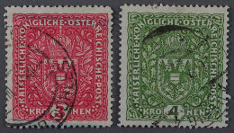 Österreich 205-06 II, Wappen 3+4 Kr. Im Breitformat 26x29 Mm, Selten, KW 580,- € - Gebraucht