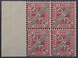 Württemberg  216 B ** FARBE, Unter UV Orangerot, VIERERBLOCK, Geprüft KW 320,- € - Mint