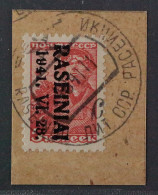 Raseiniai 1 III K, 5 K. KOPFSTEHENDER AUFDRUCK Auf Briefstück, Geprüft KW 600,-€ - Ocupación 1938 – 45