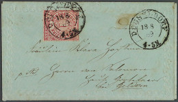 Norddt. Bund, 1869, Zartblaues Damenbriefchen Mit ZIERBORTEN, Liebhaberstück - Cartas & Documentos