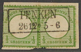 Dt. Reich  17 B,  1/3 Gr. Dunkelgrün, 2 X Auf Briefstück, Geprüft KW 300,- € - Gebraucht