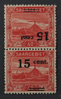 1921, SAAR 73 A NK IV * Aufdruck Normal/KOPFSTEHEND Im PAAR, Fotoattest 1000,-€ - Nuevos