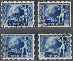 Dt. Reich  820 I-IV, PLATTENFEHLER-Satz Komplett, Gestempelt, Geprüft KW 400,- € - Used Stamps