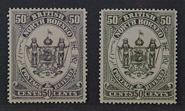 Nordborneo 35 P ** 1888, 50 C. PROBEDRUCK Grau + Olivgrün, Postfrisch, SELTEN - North Borneo (...-1963)