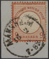 Deutsches Reich  27 A,  9 Kr. Großer Schild, Bildschönes Briefstück, 450,- € - Oblitérés