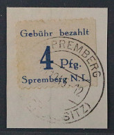SPREMBERG  2 B, Seltene Farbe Violettultramarin, Briefstück, Geprüft KW 150,- € - Gebraucht
