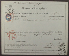 Österreich  33, RETOURRECEPISSE Mit 10 Kr. Idealer Roter Stempel, KW 400,- € ++ - Cartas & Documentos