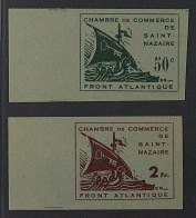 St. Nazaire  1-2 U (*)  Handelskammer Komplett UNGEZÄHNT, Randstücke KW 2400,- € - Besetzungen 1938-45