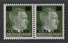 Kurland 1 II+III ** Aufdruck Type II+III Im Paar, Postfrisch, Geprüft KW 420,- € - Besetzungen 1938-45