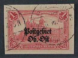 Ober-Ost  12 A, 1 Mk. SELTENE ZÄHNUNG 26:17, Gestempelt, Geprüft KW 200,- € - Occupation 1914-18