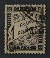 Frankreich Porto 21,  1 Fr. Schwarz, Sauber Gestempelt, Fotobefund, KW 450,- € - 1859-1959 Gebraucht