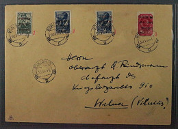 Litauen ROKISKIS 4 X AUFDRUCK KOPFSTEHEND Auf Brief, RARITÄT, Attest BPP 2000,-€ - Ocupación 1938 – 45