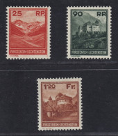 1933, LIECHTENSTEIN 119-21 ** Landschaften 25 Rp.-1,20 Fr. Postfrisch, 900,-€ - Ungebraucht