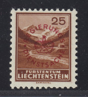 1934, Liechtenstein DIENSTMARKEN 15 A ** 25 Rp. Aufdruck Rot, Postfrisch, 130,-€ - Service