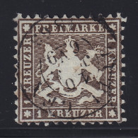 1862, WÜRTTEMBERG 21, 1 Kr. Schwarzbraun, Weite Zähnung Top-Stück Geprüft 550,-€ - Usados