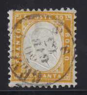 1862, ITALIEN 12, König 80 C. Gelb, Gezähnt, Echter Stempel, Fotoattest 1700,-€ - Used