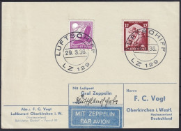 1936 ZEPPELINPOST Si. 344, Bordpostkarte Der Deutschlandfahrt 23.03.1936, 100,-€ - Luft- Und Zeppelinpost