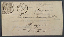 1862, SCHWEIZ 19, Strubel 2 Rp. Schöne Einzelfrankatur Auf Druckssache, 900,-€ - Cartas & Documentos