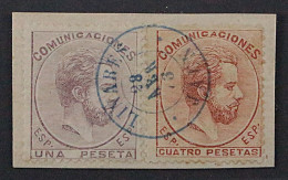 1872, SPANIEN 118+119, Amadeo 1+4 Pes. Briefstück LINARES JAEN Signiert 550,-€ - Gebruikt