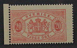 1872, SCHWEDEN DIENST 7 B ** Ziffer 20 Öre Lachsrot, Postfrisch, SELTEN, 400,-€ - Dienstzegels