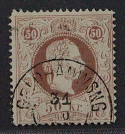 1867, ÖSTERREICH 41 II E, 50 Kr. Druck Fein, Seltene Zähnung L13, Geprüft 320,-€ - Gebruikt