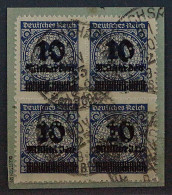 1923, Deutsches Reich 335 B Viererblock PERFIN Auf Briefstück, Geprüft 560,-€ - Gebraucht