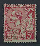 1891, MONAKO 21 A * Fürst Albert 5 Fr. Seltene Farbe, Originalgummi, 300,-€ - Unused Stamps