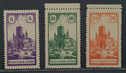 1918, Stadtpost ZARKI 7-9 ** Stadtansicht 6 -24 H. Postfrisch, Geprüft 360,-€ - Ocupación 1914 – 18