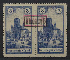 Stadtpost ZARKI 4 F ** Paar Mit KOREKTURAUFDRUCK, RARITÄT Mit Fotoattest 2800,-€ - Occupation 1914-18