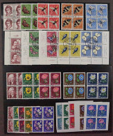 SCHWEIZ, 5 Gute VIERERBLOCK-Sätze Juventute 1955-63 ZentrumStempel, KW 240,-SFr. - Used Stamps