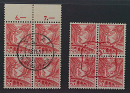 1936, SCHWEIZ 301 I+II Viererblock (SBK 205+205Az), Zentrische Stempel, 550,-SFr - Oblitérés