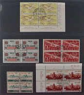 SCHWEIZ 1938/49 FLUGPOST, 5 Hochwertige Viererblocks Mit Zentrum-Stempel, 845,-€ - Used Stamps