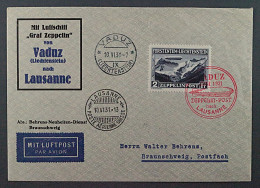 1931, LIECHTENSTEIN 114 Karte Zeppelin 2 Fr. Auf Zeppelin-Brief Vom Flug 500,-€ - Brieven En Documenten