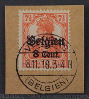 1916, I. Weltkrieg BELGIEN 13 B II, Zwischenraum Weit, Briefstück, Geprüft BPP - Occupation 1914-18