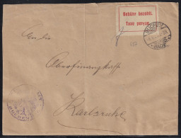 1923, KARLSRUHE Gebührenzettel Type IIa *kleines C* Auf Brief, RARITÄT, 1000,-€ - 1922-1923 Lokalausgaben