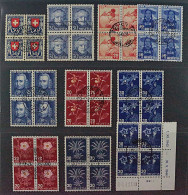 SCHWEIZ VIERERBLOCKS Juventute Ex 1925/46 (SBK J36-120) ZentrumStempel, 529,-SFr - Used Stamps