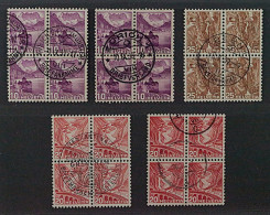 SCHWEIZ SBK 203+205z, 203+205Az, 206z VIERERBLOCKS Zentrum-Stempel, 680,-SFr. - Used Stamps