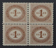 1894, ÖSTERREICH PORTO 22 F ** VIERERBLOCK Der Seltenen Misch-Zähnung, 400,-€ - Postage Due