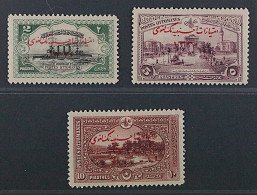 1914, Türkei 256-58 * Kapitulationen 2-10 Pia. Höchstwerte Originalgummi, 285 € - Unused Stamps