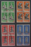 SCHWEIZ SBK B3-6, Patria 1940 Kpl Viererblocks Zentrisch Gestempelt, 275,-SFr - Used Stamps