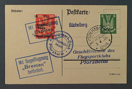 Flugmarke 13 D, Segelflüge Büchelberg 5 Mk. Mit Abart Auf Karte, KW 150,- € ++ - Notausgaben Britische Zone