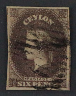 1912, CEYLON 6 Y B, 6 P. Dunkelbraun, SELTENE Farbe, Sauber Gestempelt, 750,-€ - Ceylon (...-1947)