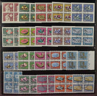 SCHWEIZ, VIERERBLOCK Patria 1958/61 Kpl (SBK B86-107) Zentrum-Stempel, 265,-SFr - Used Stamps