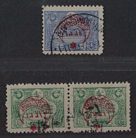 1915, TÜRKEI 345-46 K, 10 Pa. PAAR + 1 Pia. Hauptpost, Aufdruck KOPFSTEHEND - Oblitérés