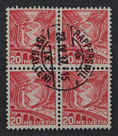 1936, SCHWEIZ 301 IIz Viererblock (SBK 205Az), Zentrischer Stempel, 250,-SFr - Oblitérés