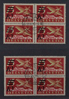 SCHWEIZ 285 A+b Viererblock Flugpost (SBK F19 A+b) Zentrum-Stempel, 760,-SFr - Used Stamps