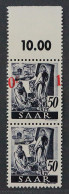 SAARLAND 235 II F ** Paar Mit + Ohne Aufdruck, Postfrisch, Fotoattest KW 3000,-€ - Unused Stamps