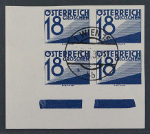 1925, PORTO 144 U, 18 H. Blau UNGEZÄHNT, VIERERBLOCK Gestempelt, Große RARITÄT ! - Taxe