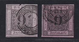 1851, BADEN  4 B, 2 überrandige LUXUS-Stücke In Extremen Farbnuancen, KW 140,-€+ - Afgestempeld