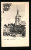 CPA Kneuttingen, Menschen Vor Der L'Église  - Autres & Non Classés
